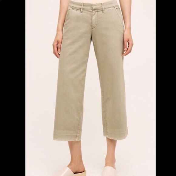 Anthropologie Pants - 🌿 Anthropologie Wide Leg Tan Crop Chino Pant